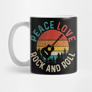 Vintage Peace Love & Rock & Roll Guitar Player Guitarist Mug